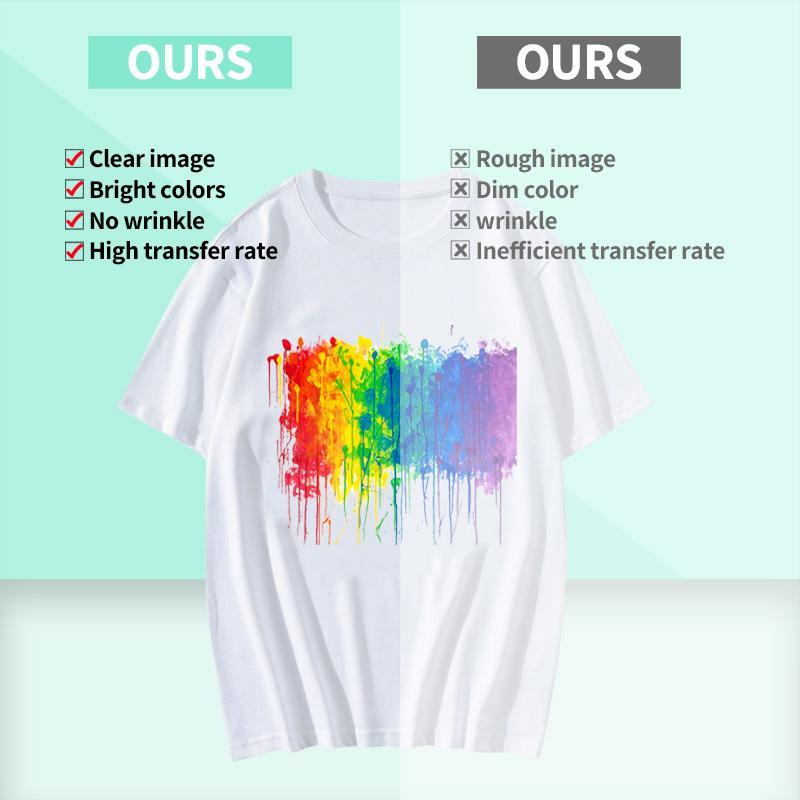 DTF Transfer Film Paper, 30 Sheets/set Double Sided PET Thermal Transfer Film, Cold & Hot Peel Printing Film for DIY T-shirt Fabric Pattern