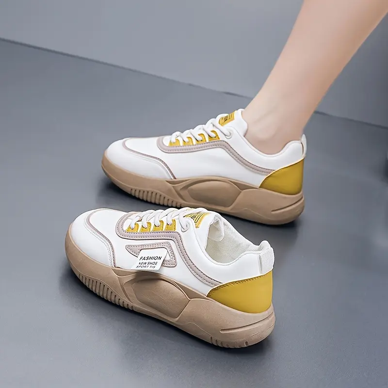 Women's casual sports thick-soled platform sneakers 2024 spring/autumn new style versatile white shoes