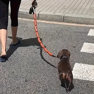 Funny Sausage Shape Dog Leash, Durable Rubber Handle, Ergonomic, Cartoon Design, Suitable for Small to Medium Dogs, Ideal for Walking and Outdoor Adventures