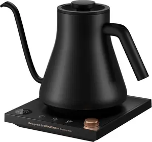 Electric Kettles, Gooseneck Electric Kettle, 1 Temperature Control, Stainless Steel Inner, Quick Heating, for Pour Over Coffee, Brew , Boil Hot Water, 0.9L Black