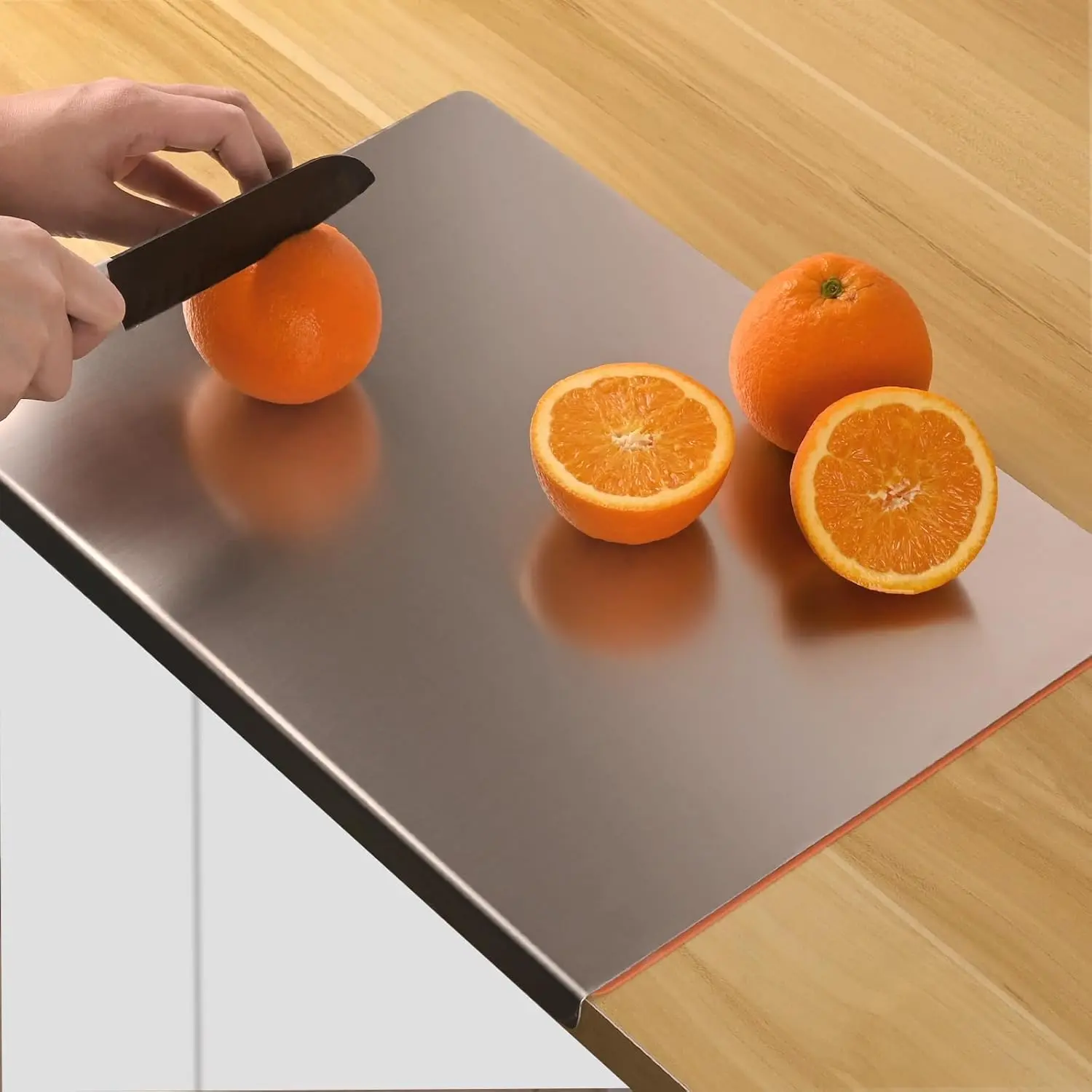Stainless Steel Cutting Board - Food Grade, Anti-Slip Grip, Non-Toxic, Durable Metal Steel Chopping Board for Daily Kitchen Cooking Prep, Durable Chopping Board, Metal Chopping Boards