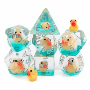 Rubber Duck Resin DnD Dice Set: 7-Piece Bird RPG Dice with Adorable Designs High-Quality Resin for Dungeons & Dragons Pathfinder and More
