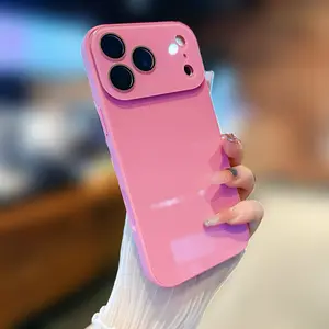 Luxury crystal texture mobile phone case, skin-feeling solid color mobile phone case suitable for iPhone17/16/15/14/13promax series, solid color mobile phone protective cover