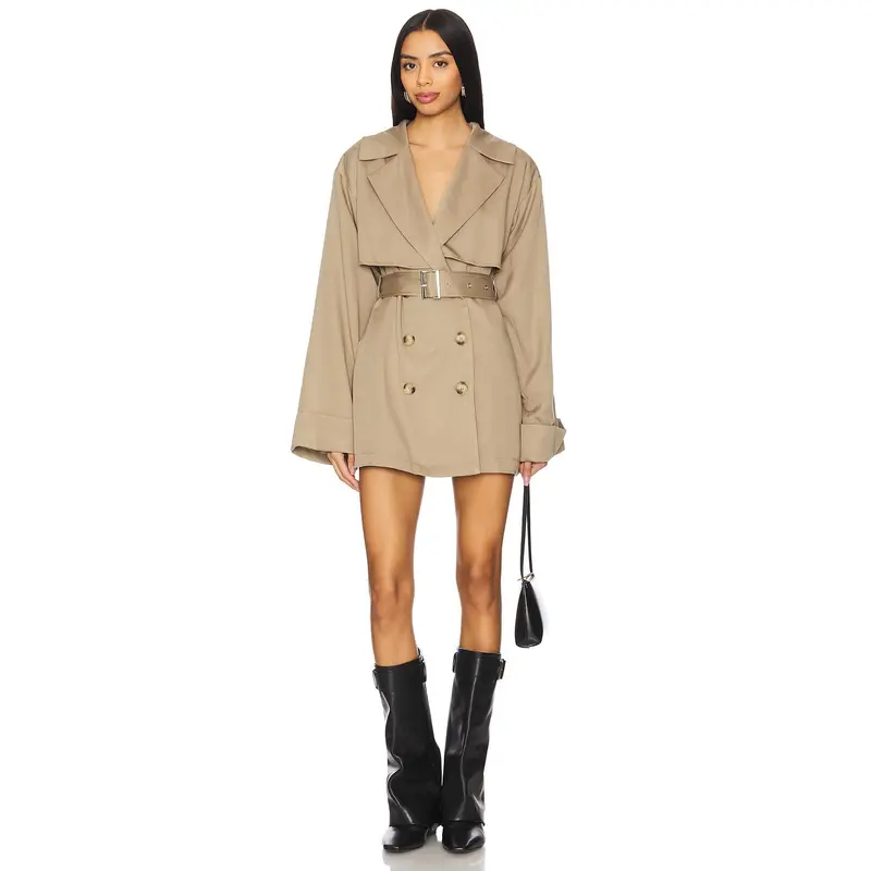 beige trench dress Belted Sleeveless Trench Coat main image 1