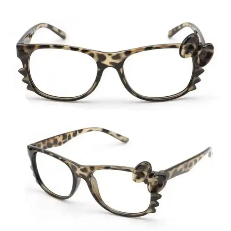 2-Pack Kawaii Leopard Print Cat Pattern Glasses for Women, Trendy Y2K Nerd Frame Decorative Eyewear, Cute Fashion Accessory Ideal for Street Style, Back To School, Daily Outfits & Holiday Presents for Female Gift Occasions