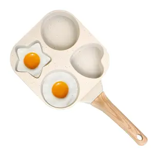 Non-Stick Four-Hole Pancake Griddle, Heart-Shaped Star Breakfast Pan, Quick Heating Easy Clean Cooking Utensil for Home Use, Nonstick Egg Pan