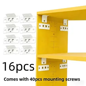 16pcs Metal L Shape 90 Degree Connector Brackets with 40 Screws, Shelf Fixing Clips, Heavy Duty Right Angle Support Braces, Reinforcement Hardware for Cabinet Bookcase Wardrobe Home Installation
