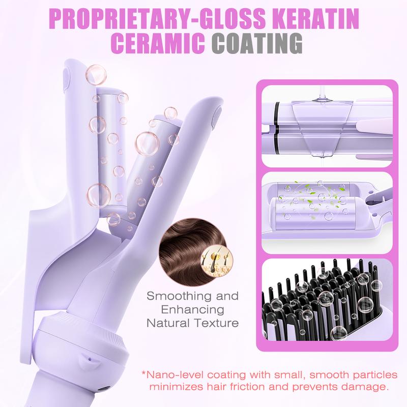 5 in 1 Curling Iron Hair,self curling iron - Beach Waves Curling Wand, Flat Iron Hair Straightener,Ionic Deep Waver Hair Curler Tool, Women Gifts,TikTokShopBlackFriday