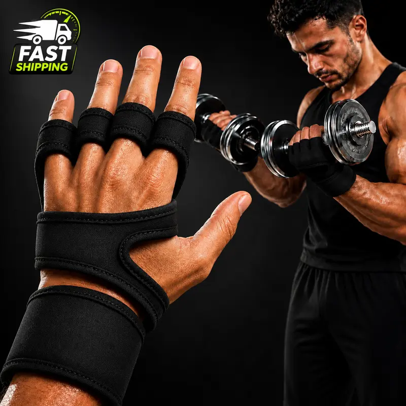 Unisex Adults' Durable Workout Gloves with Wrist Support, Non-Slip Grip, Breathable Lightweight Design - Athletic Accessory for Weightlifting, Gymnastics, Daily Fitness Workouts