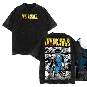 Superstyle Limited Edition Emperor Mark Grayson Invincible War Comic Double Printed Oversize Lightweight Acid Washed Tee TV Series Graphic Tee T-Shirt