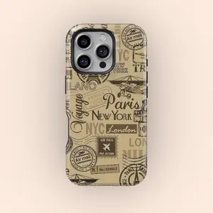 Retro Travel Stickers Premium Film 2 in 1 Phone Case - Durable, Shock Absorbing and Stylish Protection - Compatible with iPhone 16, 15, 14, 13, 12, 11, Plus, Pro, Pro Max, Perfect birthday gift for friends.