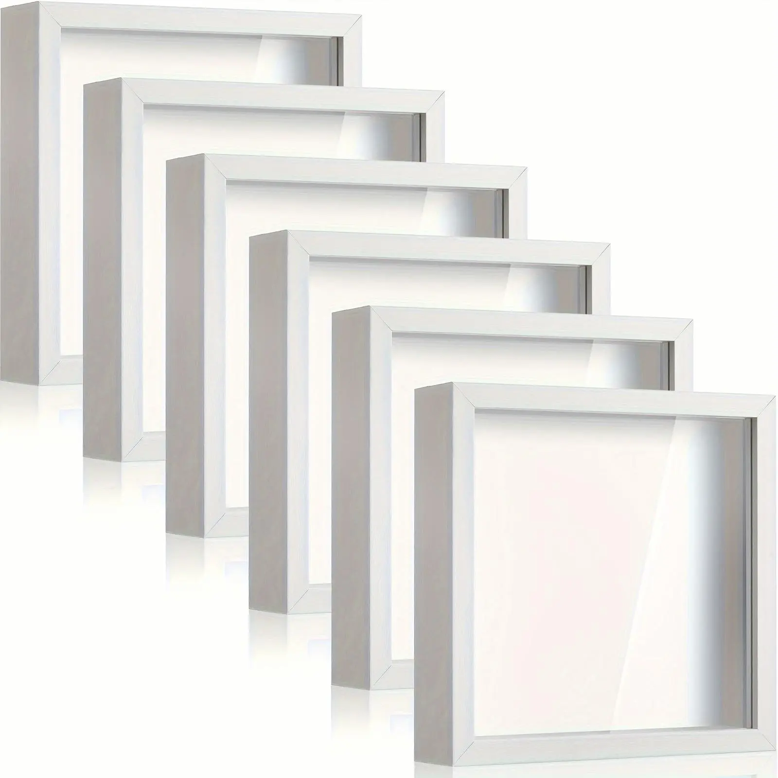 6pcs 8 X 8 Inch Shadow Box Picture Frame Square Shadow Boxes Display Cases for Sports Memorabilia Baby Items Wedding Memories Crafts Pins Awards Medals Tickets And Photos
