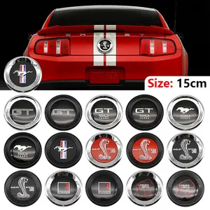 Car 3D Stereo Emblem Decal, Front Rear Decoration, Engine Hood Trunk Badge, Metal Texture Emblem, Upgrade Accessories for Ford Mustang 5.0 ROUSH SHELBY GT 500 Cobra LAGUNA SECA, Car Decals