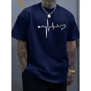 100% pure cotton, available in multiple colors, comfortable and versatile, summer American retro letter print crew neck T-shirt for men, trendy casual regular short sleeve top