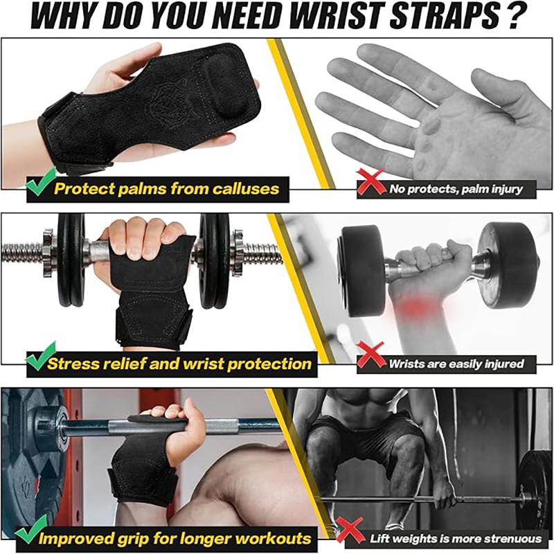 Wrist Straps for Weightlifting, 4mm Thick and Double Layered Leather Weight Lifting Wrist Straps for Deadlift and Powerlifting, Adjustable Neoprene Padded Gym Lifting Straps for Women Men, PROSUPPS Wrist Wraps for Weightlifting (Pair)