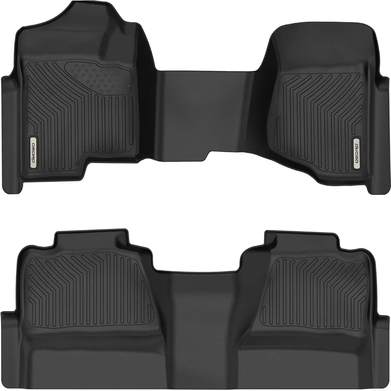 OEDRO Black TPE All-Weather Floor Mats for Chevy Silverado/GMC Sierra 1500 Crew Cab, Chevy Silverado/GMC Sierra 2500 HD/3500 HD Crew Cab 1st & 2nd Row