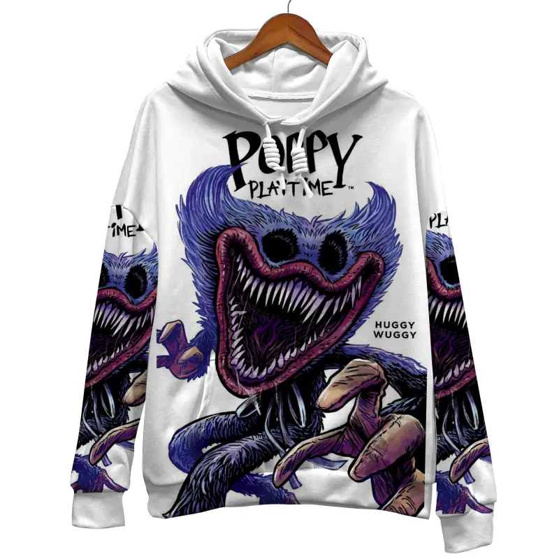 Sweat à Capuche Zippé Enfant Poppy Playtime – Imprimé 3D Fun, Garçons & Filles Pull Chaud