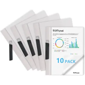 10 Pack Clear Report Covers with Swing Clip, 30 Sheets Capacity, Slide Locking, Letter Size, File Folder with Swing Clip