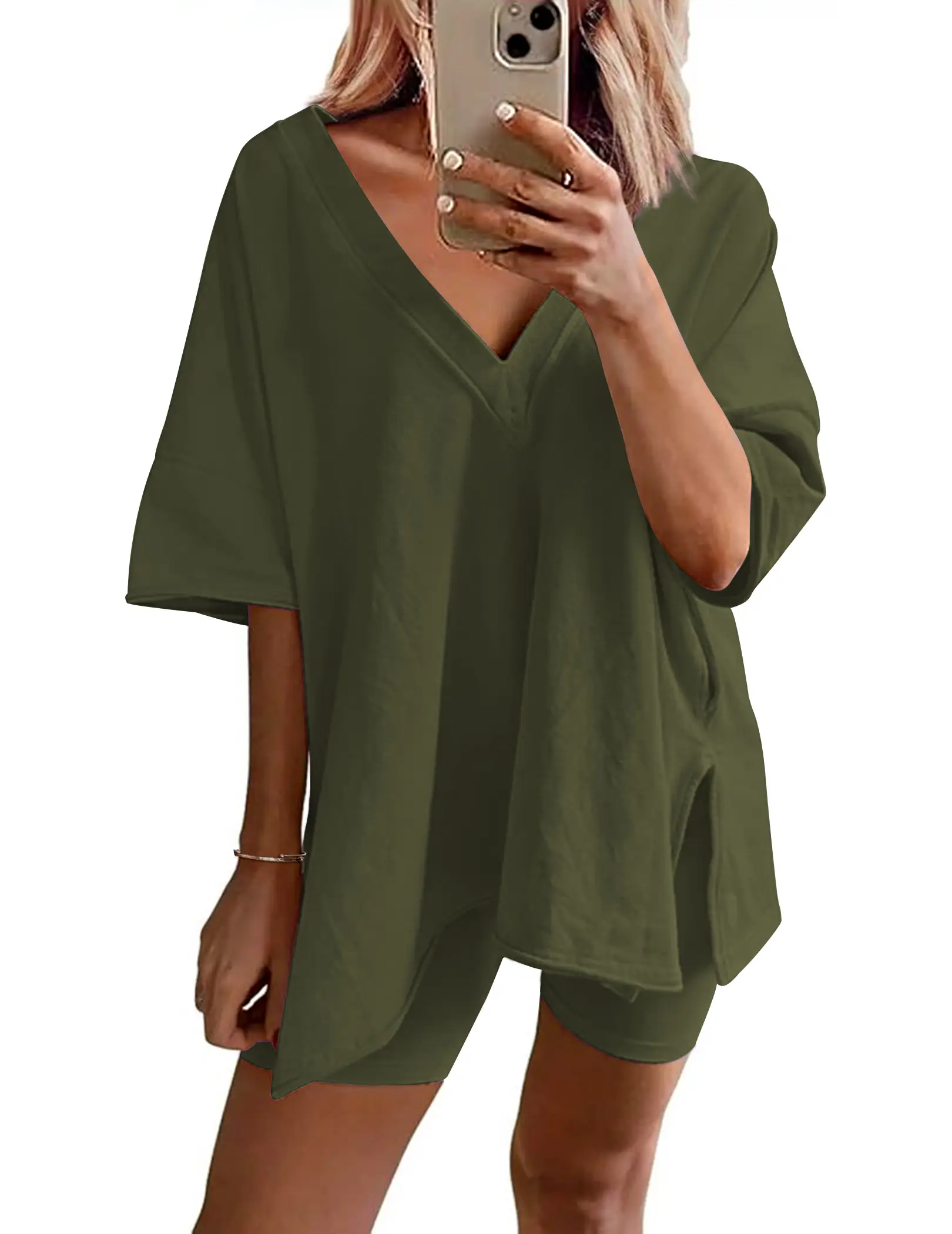 Summer Comfy Women's Loungewear 2 Piece Outfits Tshirt Oversized Short Sleeve Tracksuit Beach Cover Up Shorts Set S-XXL Casual Fabric Breathable Wome