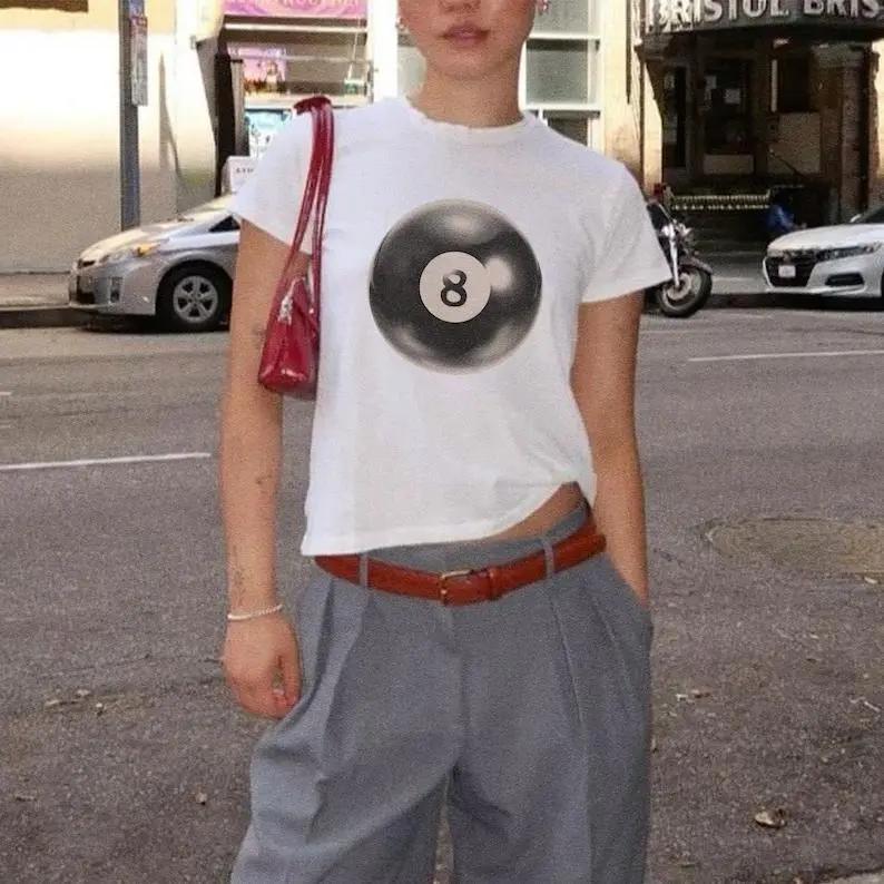 Lucky 8 Ball Baby Tee Vintage Y2k 2000's Baby Tee 90s Style Clothing Y2K Clothing