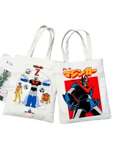 Mazinger Z Anime Robot Harajuku Shopping Bag Shopper Bags Tote Canvas Bag Reusable Large Women Casual Shoulder Bag Handbag