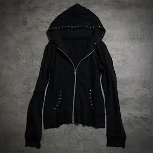 Striped Patchwork Zip-up Hoodie Autumn Cotton Pocket Drawstring Hooded Sweatshirts men Y2k Streetwear Vintage Loose Tops Jacket