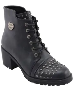 Milwaukee Leather Women's Women'S Studded Rocker Boot Round Toe - Mbl9426