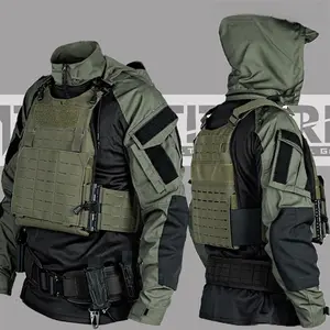Black gray version tactical top combat clothing spring and autumn long sleeved wind frog suit pants set jacket guard