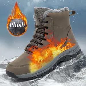 Men's Winter Thermal Snow Boots Non-slip Wear-resistant Durable Rubber Sole Waterproof Windproof Plush Faux Fur Lining for Ultimate Warmth Outdoor Tactical Hiking Boots Ideal for Cold Winter Days Boy Footwear Walking Shoes