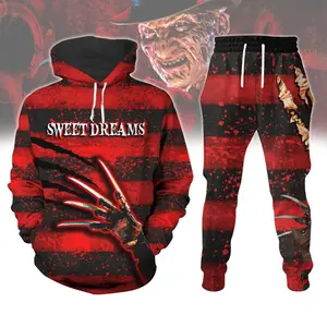 Freddy Krueger Hoodie Jogger, Sweet Dreams Halloween Costume Shirt, Nightmare Cosplay Outfit, Halloween Horror Cosplay Shirt