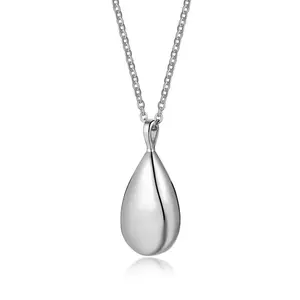 OIDEA Engravable Teardrop Photo Locket Necklace Women, Stainless Steel Memorial Locket Pendant Keepsake Jewelry, Silver