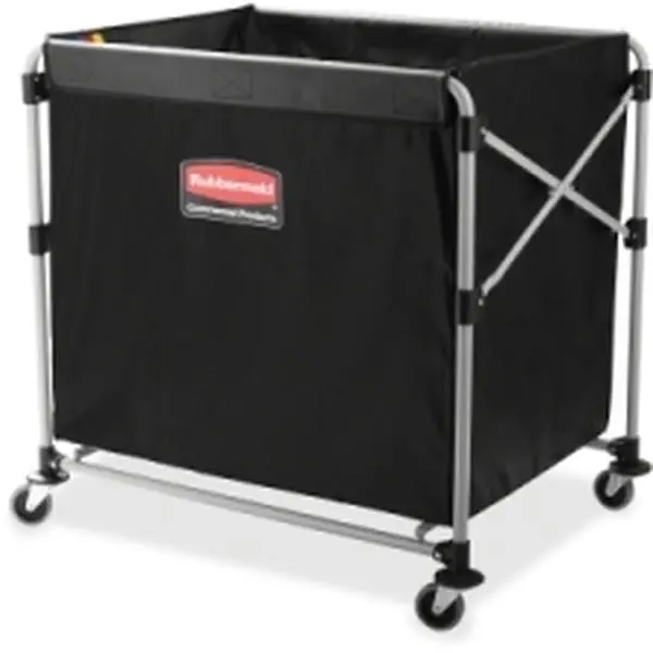 Rubbermaid 8-Bushel Collapsible X-Cart Trolley - Stainless Steel Powder-Coated Build, X-Shaped Frame, Quiet Swivel Casters, 220 lbs Capacity, Bulk Loading Ready, Bumper Guards, Color-Coded Ribbons, Detachable Bag for Transporting Large Bulk Loads
