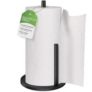 Paper Towel Holder Countertop, Paper Roll Holder Stand with Anti-Slip Weighted Base, Easy-Tear Papers Towel Rack Free Standing Tissue Dispenser for Bathroom Kitchen Organization RV Essentials