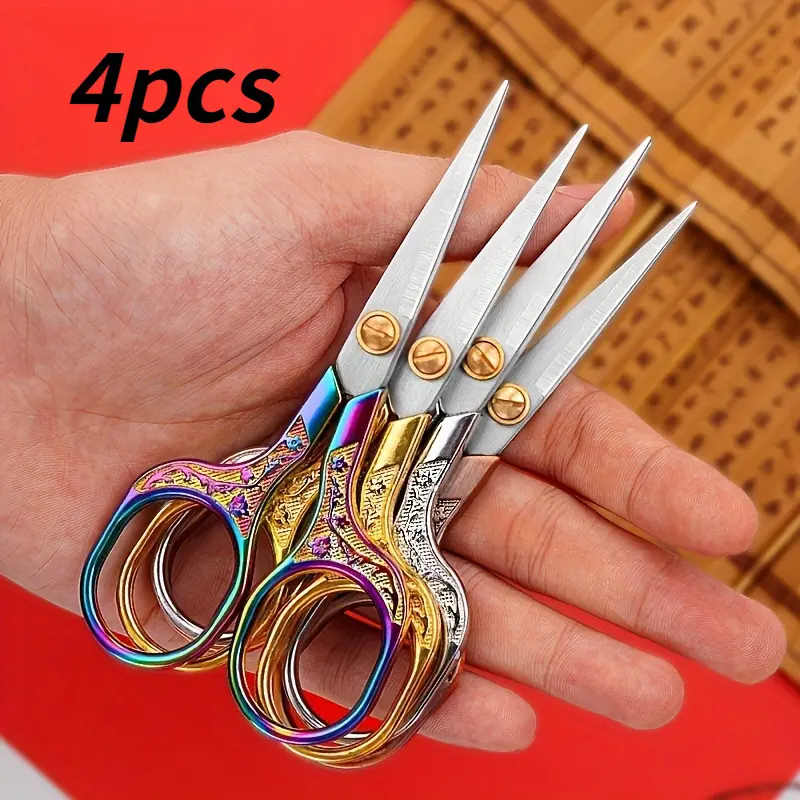 4pcss Vintage Stainless Steel 4pcss Embroidery & Sewing Scissors Set: Precision Craft Cutters for Tailoring & Needlework