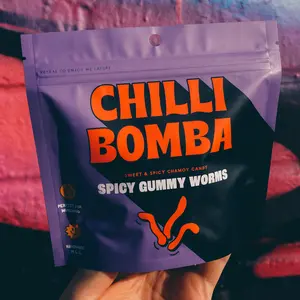 Chilli Bomba Sweet & Spicy Chili Chamoy Candy Spicy Gummy Worms - 8oz Share Size Bag