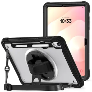 Clear Back Shockproof Stand Case For Samsung Galaxy Tab S11 SM-X730/ X736/ X736B With Shoulder Strap Palm Band