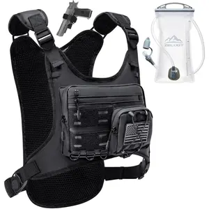 Running Vest with 2L Water Bladder, USA Original Patent, Lightweight Adjustable Chest Pack with Gear Holder, Reflective Running Hydration Vest for Women Men for Marathon