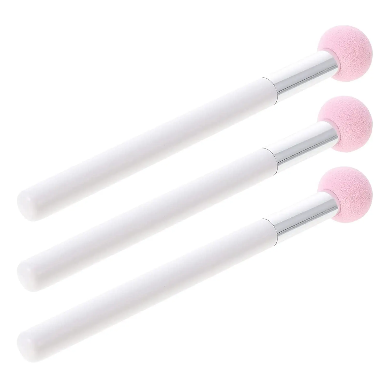 3Pcs Pink Cosmetic Makeup Brush Set - Smooth, Lightweight Foundation Sponge, Concealer Brush, Primer Applicator for Daily Use