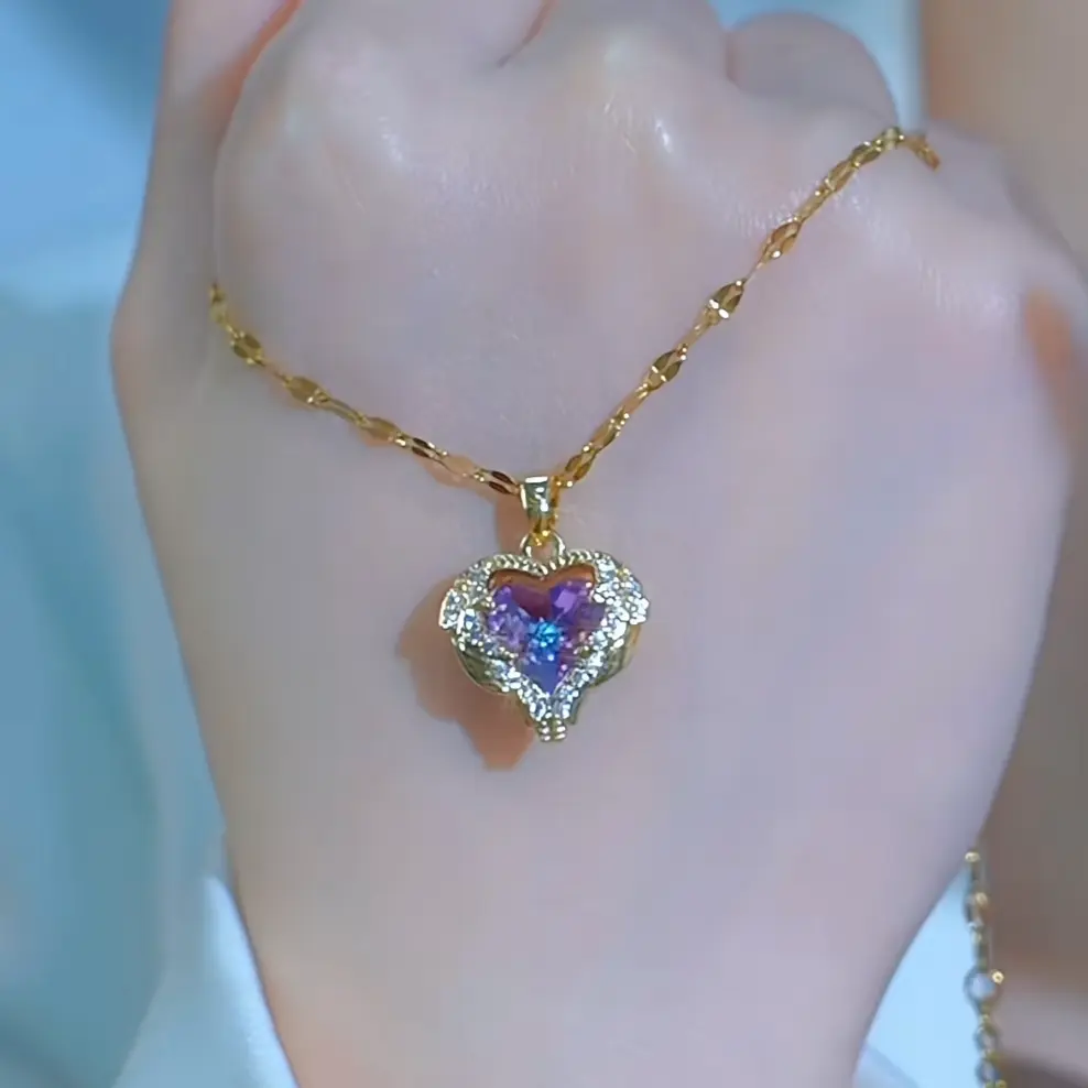 Sparkling Crystal Heart Pendant for Women, Romantic Gift Jewelry