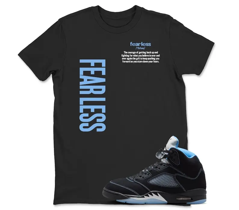 5s Black University Blue White Matching T Shirt, Fearless Graphic Shirt, 90s Hip Hop Tee, Gift For Women and Man, Unisex T-Shirt, Sneaker Head Gift