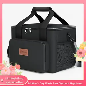 Lunch Bag &  fit  fresh large Double Deck Multi functional lunch bag - Leakproof Insulated Soft Large Adult Insulated Lunch Bag, Holds Anything Insulated Bag, Tote (Black,15L)