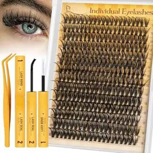 Lash Clusters, 280PCS 40D Lash Clusters Kit Mixed Length 10-16mm, Thick Eyelash Clusters with Bond And Seal Lashes Clusters Glue and Lashes Tweezers Easy DIY at Home(D-40D)