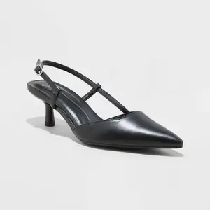 Women's Annette Slingback Heels - A New Day Black 8.5