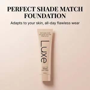 Luxe Adaptive Shade Foundation 30ml, Flawless Coverage Foundation for Light to Medium Skin Tones, Long-Wear Natural Finish Makeup