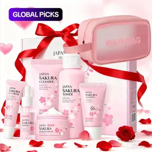 Sakura Skincare Gift Box - For daily use, containing niacinamide, hyaluronic acid, and vitamin C, it deeply cleanses, moisturizes, and gently nourishes the skin, It is a moisturizing skincare gift set prepared for her, Suitable for various holiday gifts.