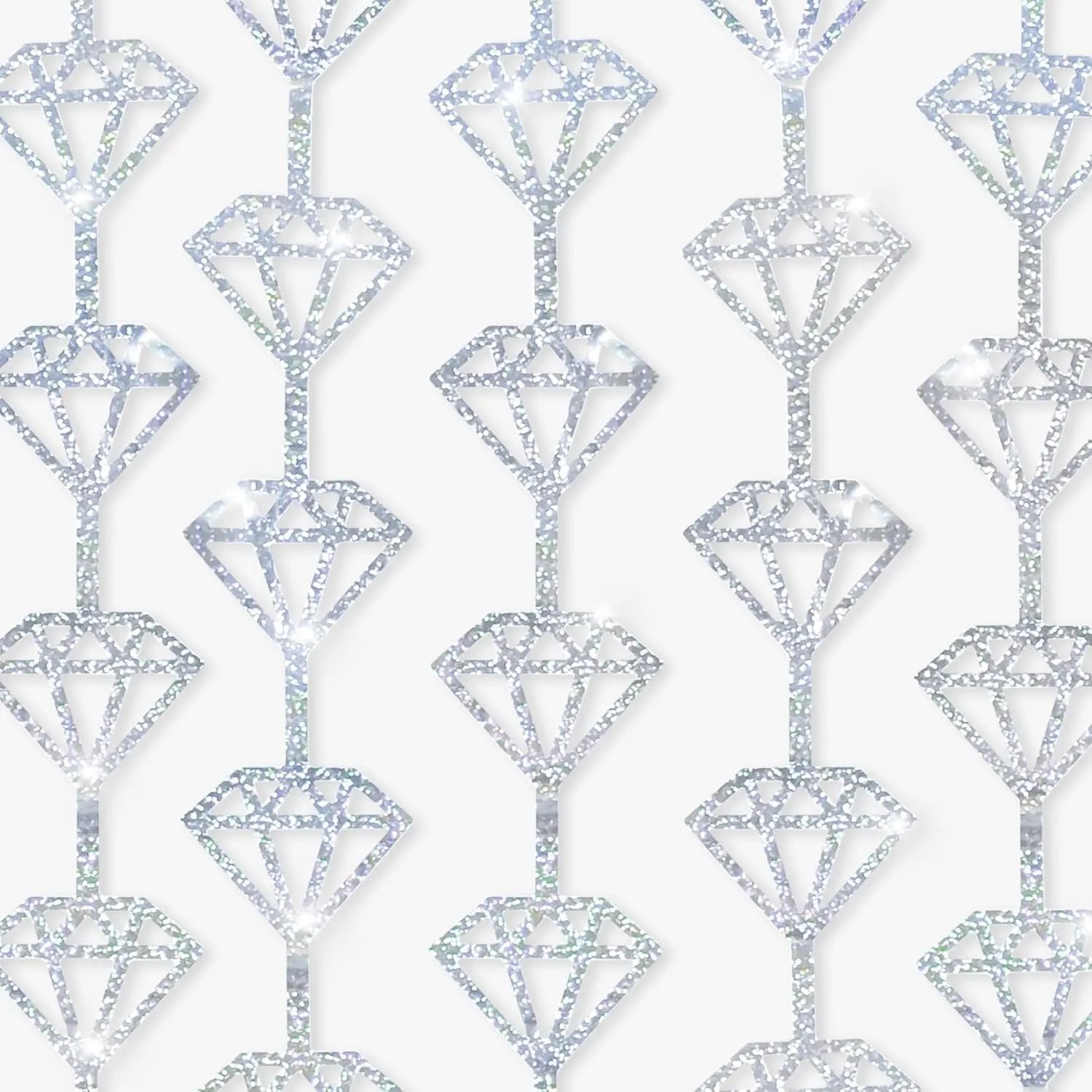 Holographic Silver Foil Diamond Curtains - Pack of 2| Diamond Backdrop Curtain| Silver Diamond Garland, Denim and Diamonds Party Decorations| Birthday, Bachelorette Party Decorations
