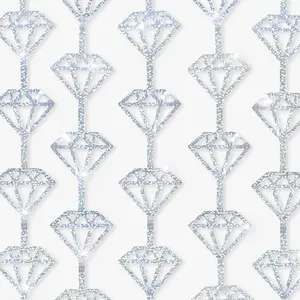 Holographic Silver Foil Diamond Curtains - Pack of 2| Diamond Backdrop Curtain| Silver Diamond Garland, Denim and Diamonds Party Decorations| Birthday, Bachelorette Party Decorations