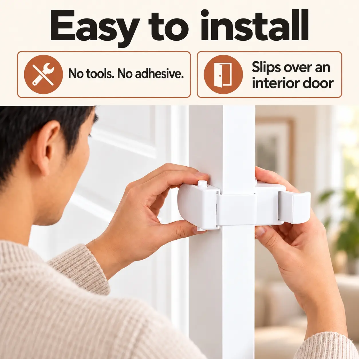 Quickly Installable Door Lock, Tamper Resistant And Durable, Tool-Free Easy Installation Durable Accessory for Household Doors to Protect Privacy
