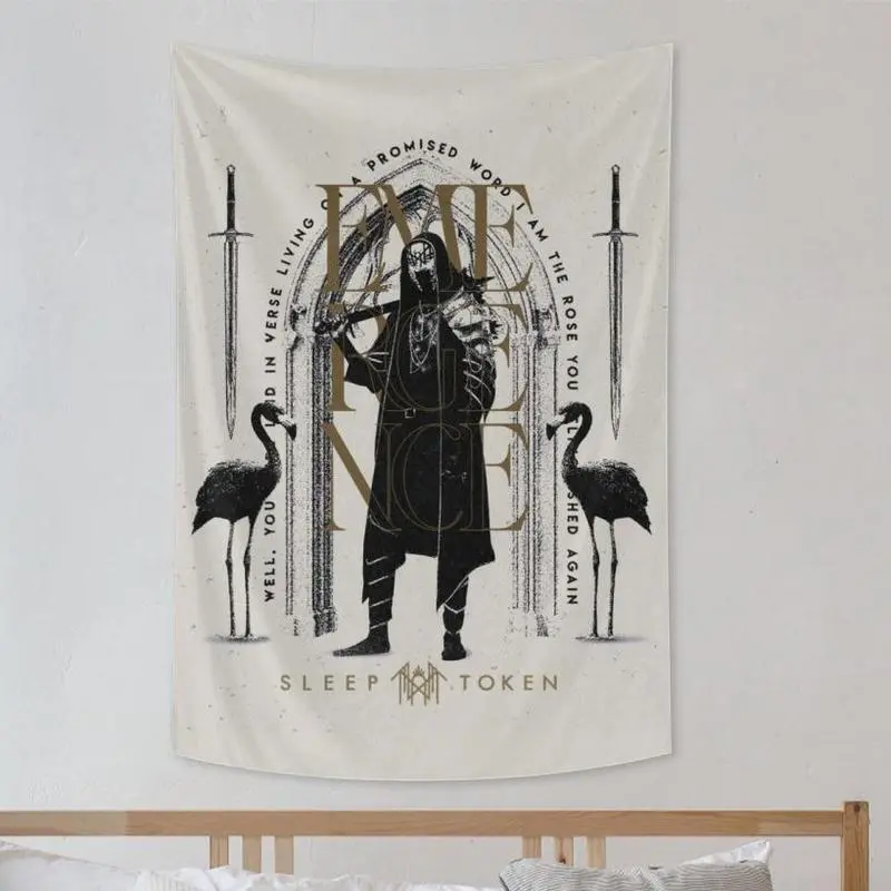 Sleep Token Music Theme Rectangular Tapestry, 40x60 in Gentle Wash Wall Decor, Even In Arcadia Take Me Back to Eden Artistic Look Bedroom Wall Hanging Flag Banner Valentine's Accessory, Soft Fabric