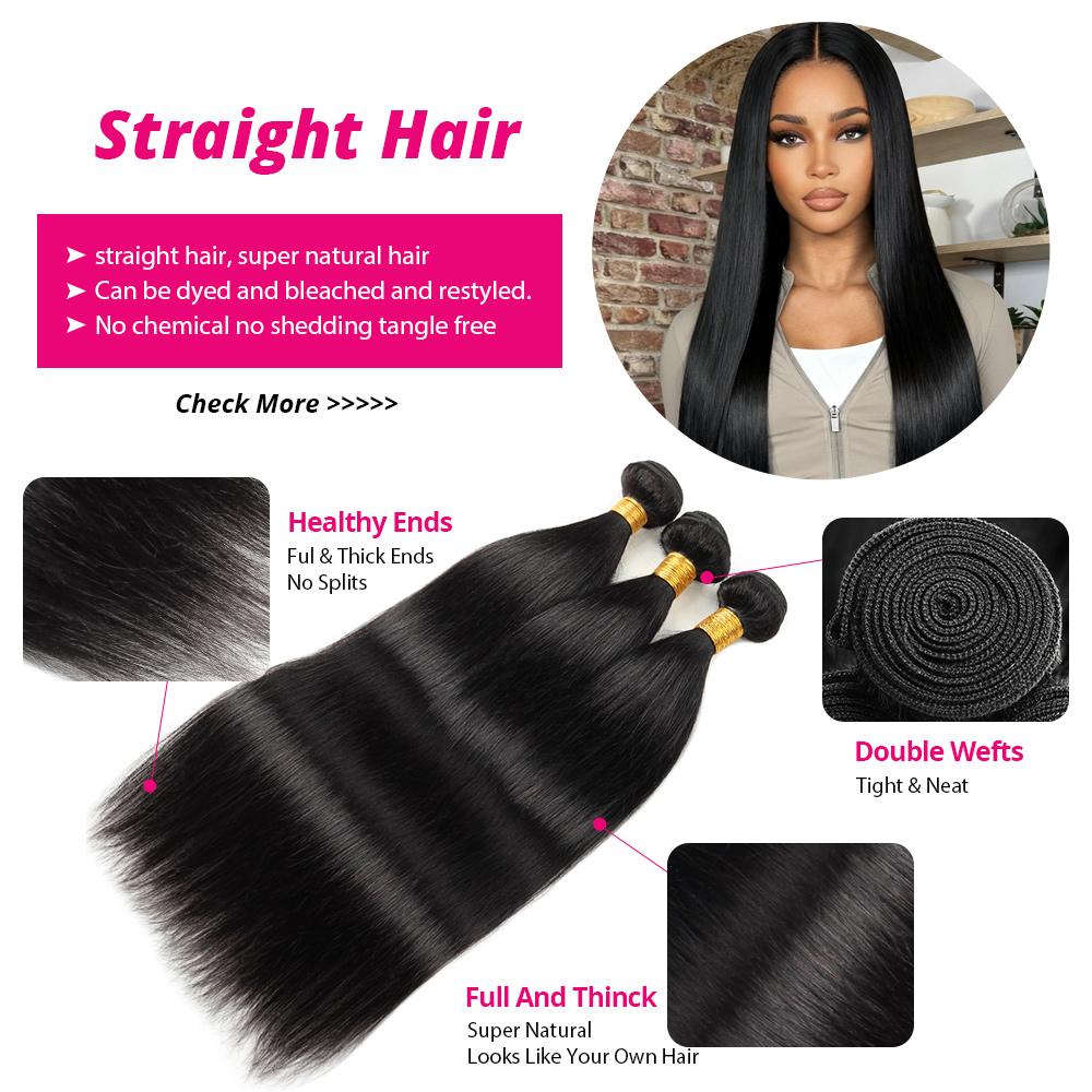 Body Wave Sew in Hair Extensions 2x6 Closure Quick Weave 30inch Brazilian Raw Human Hair Bundles with Closure Salon Quality Body Wave Hair 1 3 4 Bundles